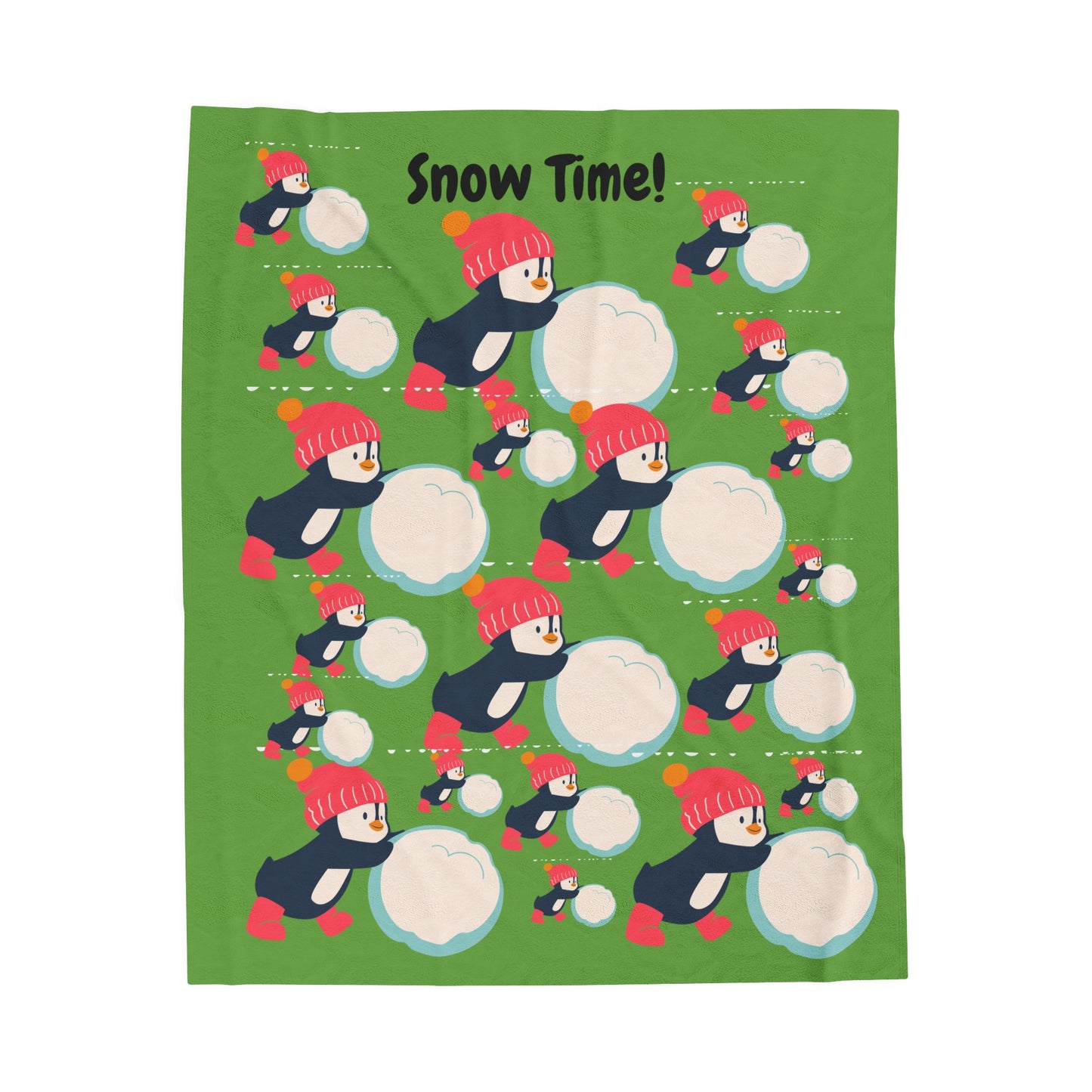 Snow Time Velveteen Plush Blanket - Green