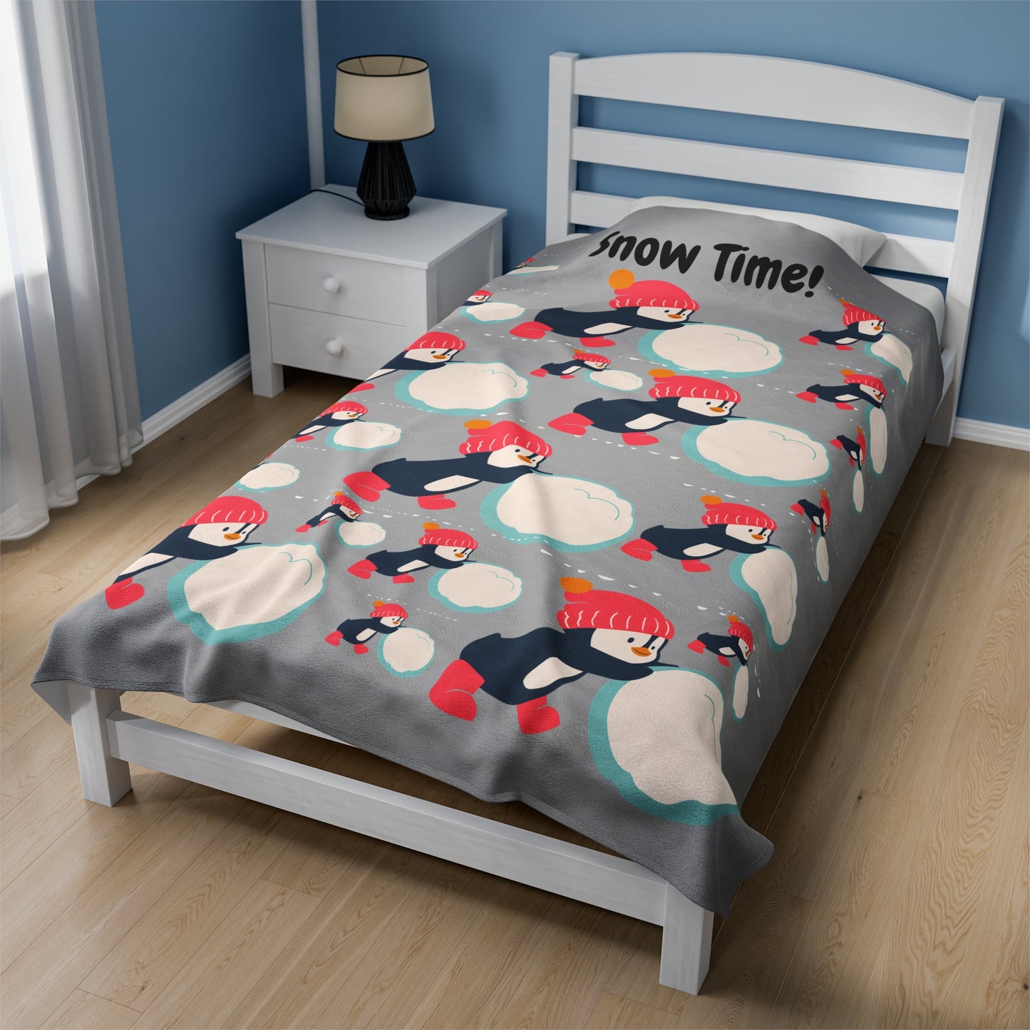 Snow Time Velveteen Plush Blanket - Light Gray