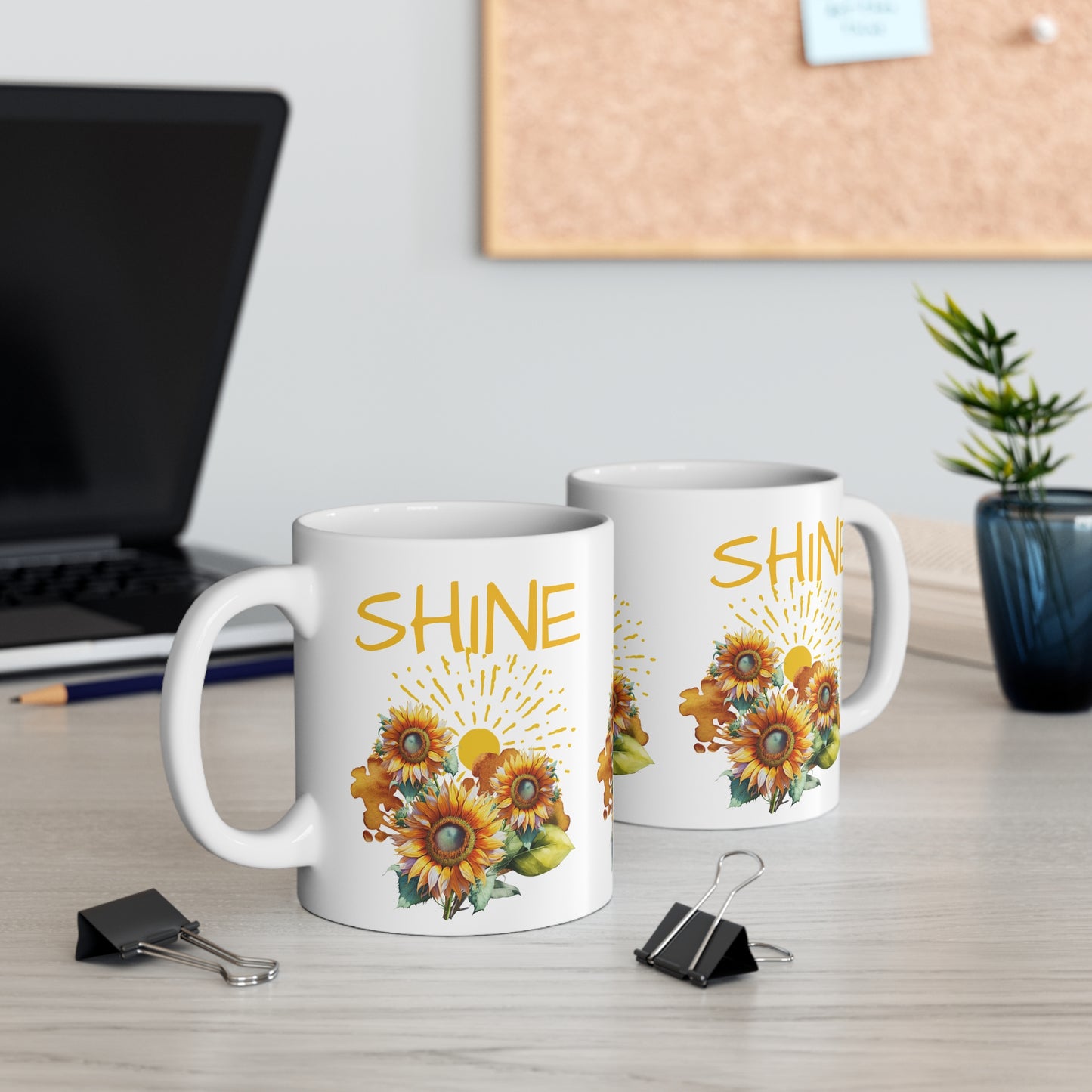 SHINE Sunflowers Mug 11oz, gift for her, birthday, reminder, inspiration