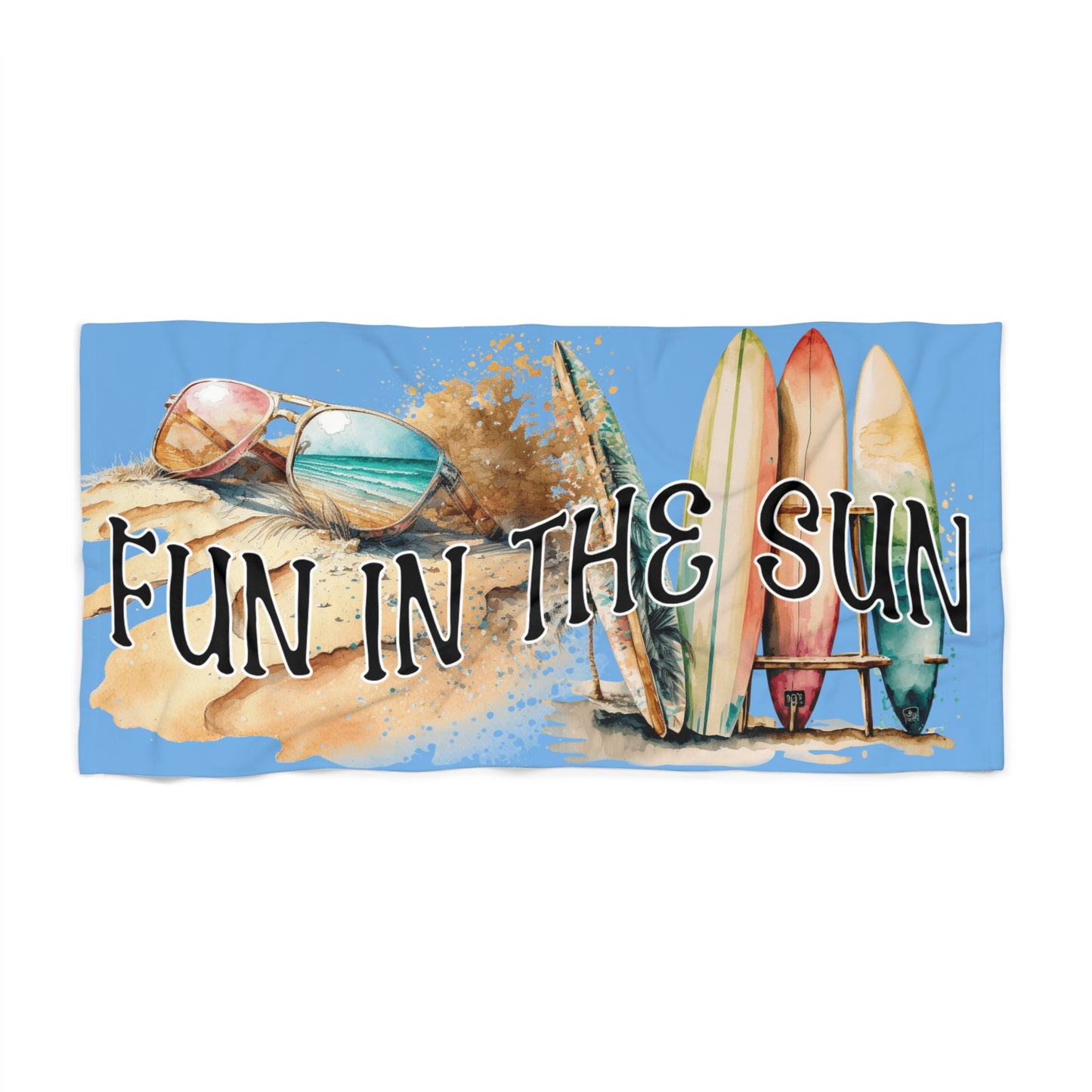 Fun in the Sun Beach Towel, 30 x 60; Vacation, Swimming, Weekend getaway