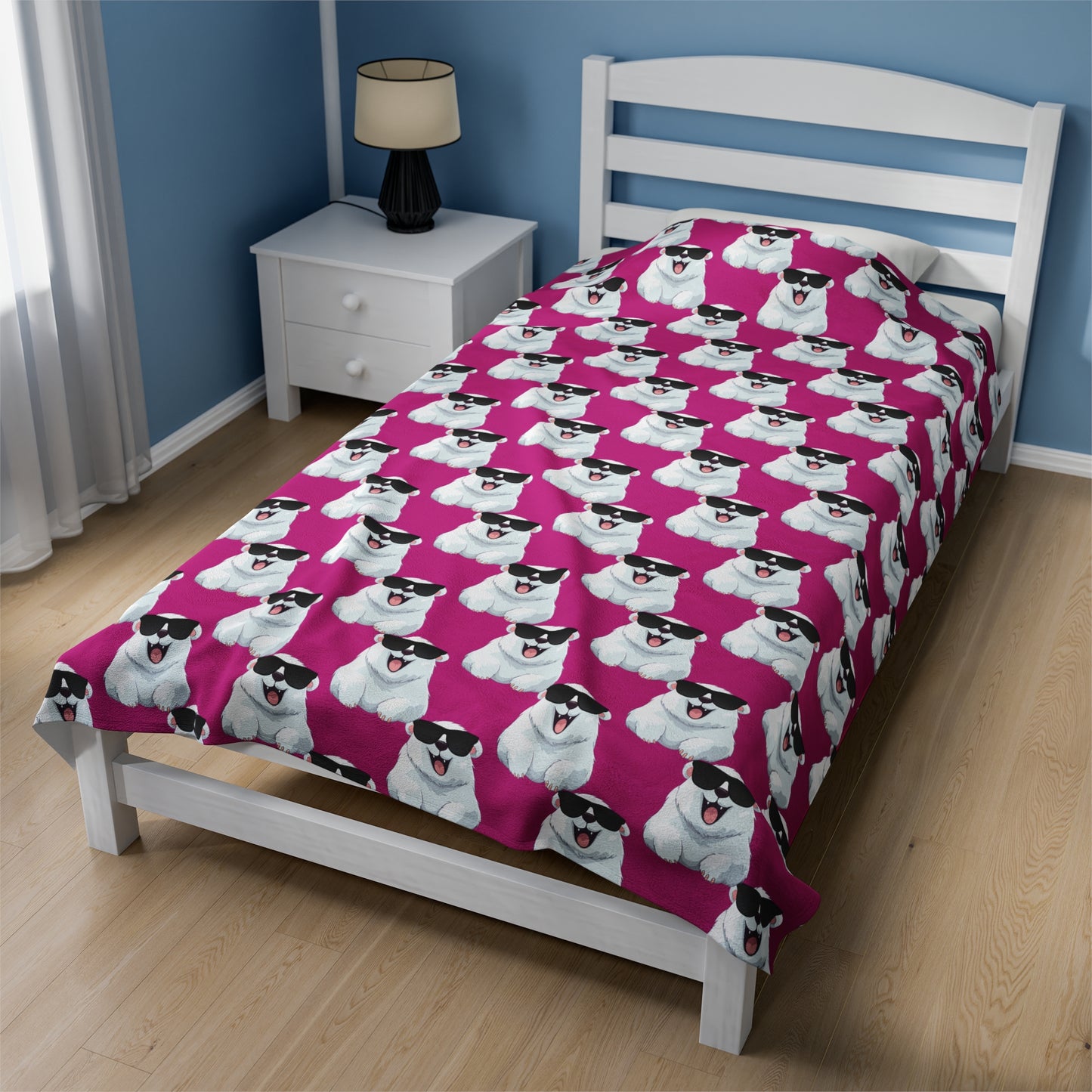 Polar Bear Velveteen Plush Blanket - Pink