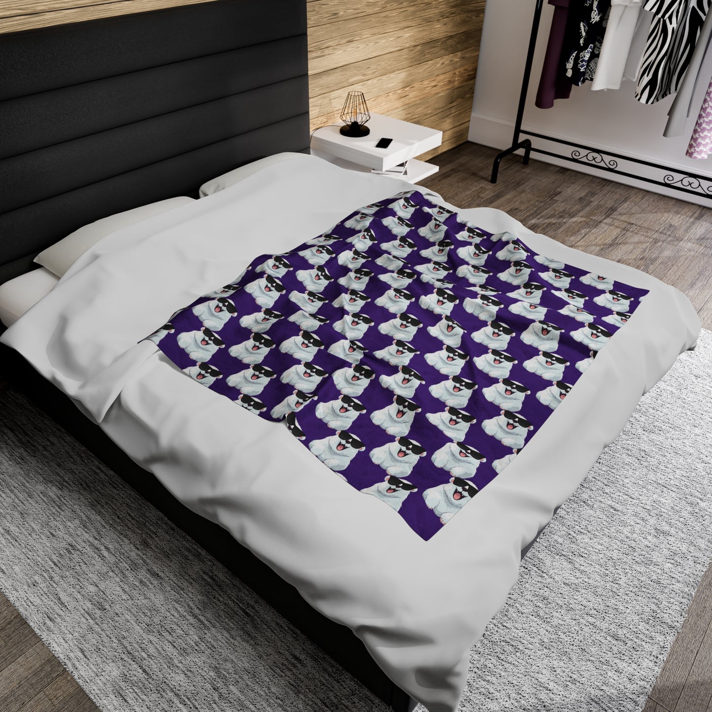 Polar Bear Velveteen Plush Blanket - Purple