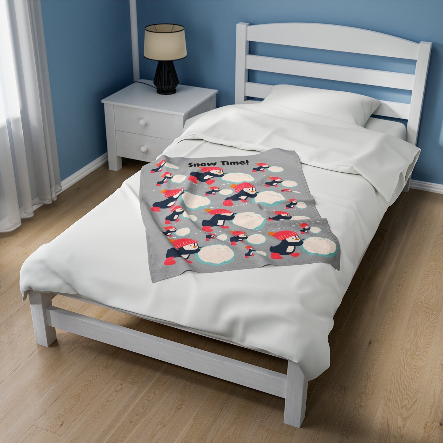 Snow Time Velveteen Plush Blanket - Light Gray