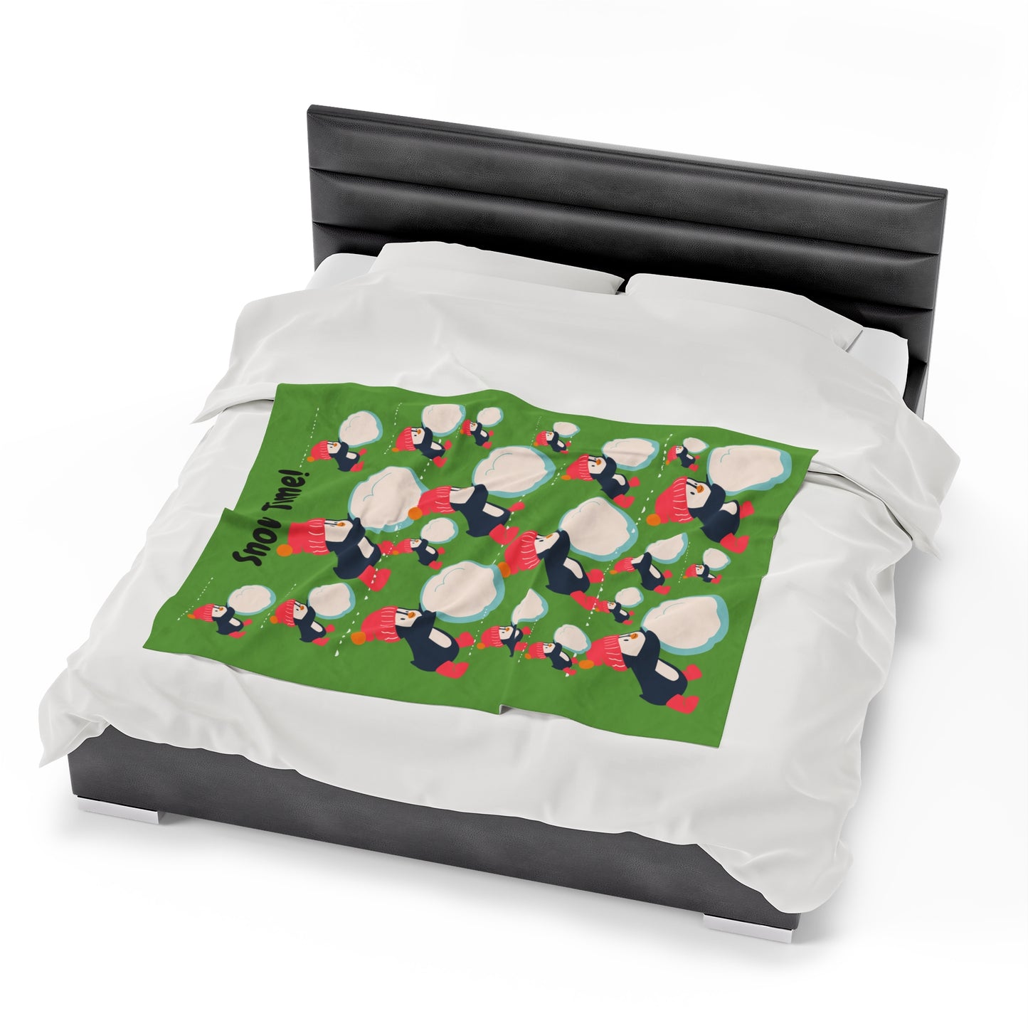 Snow Time Velveteen Plush Blanket - Green