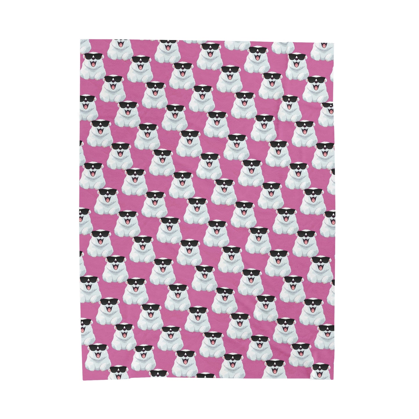 Polar Bear Velveteen Plush Blanket - Light Pink