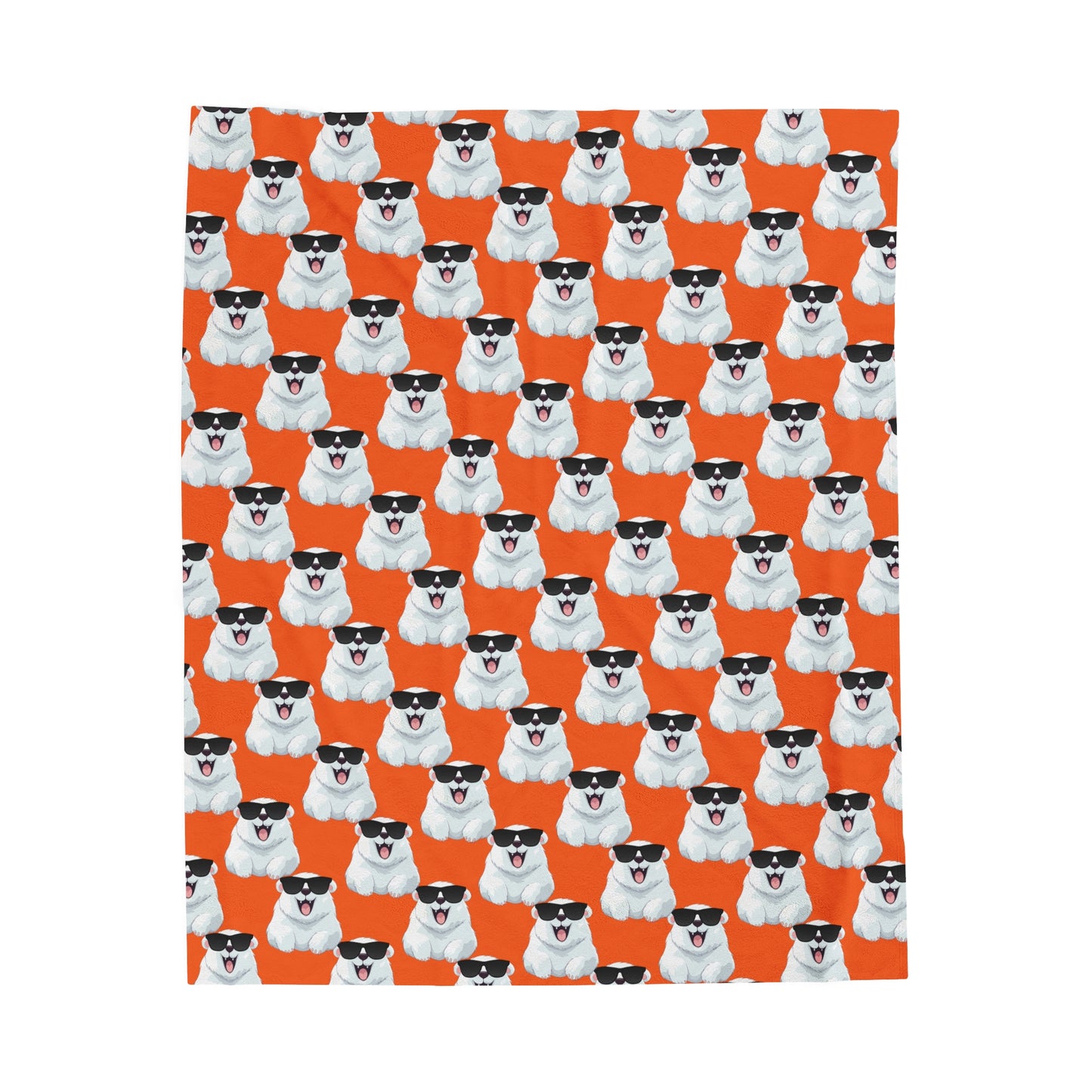 Polar Bear Velveteen Plush Blanket - Orange