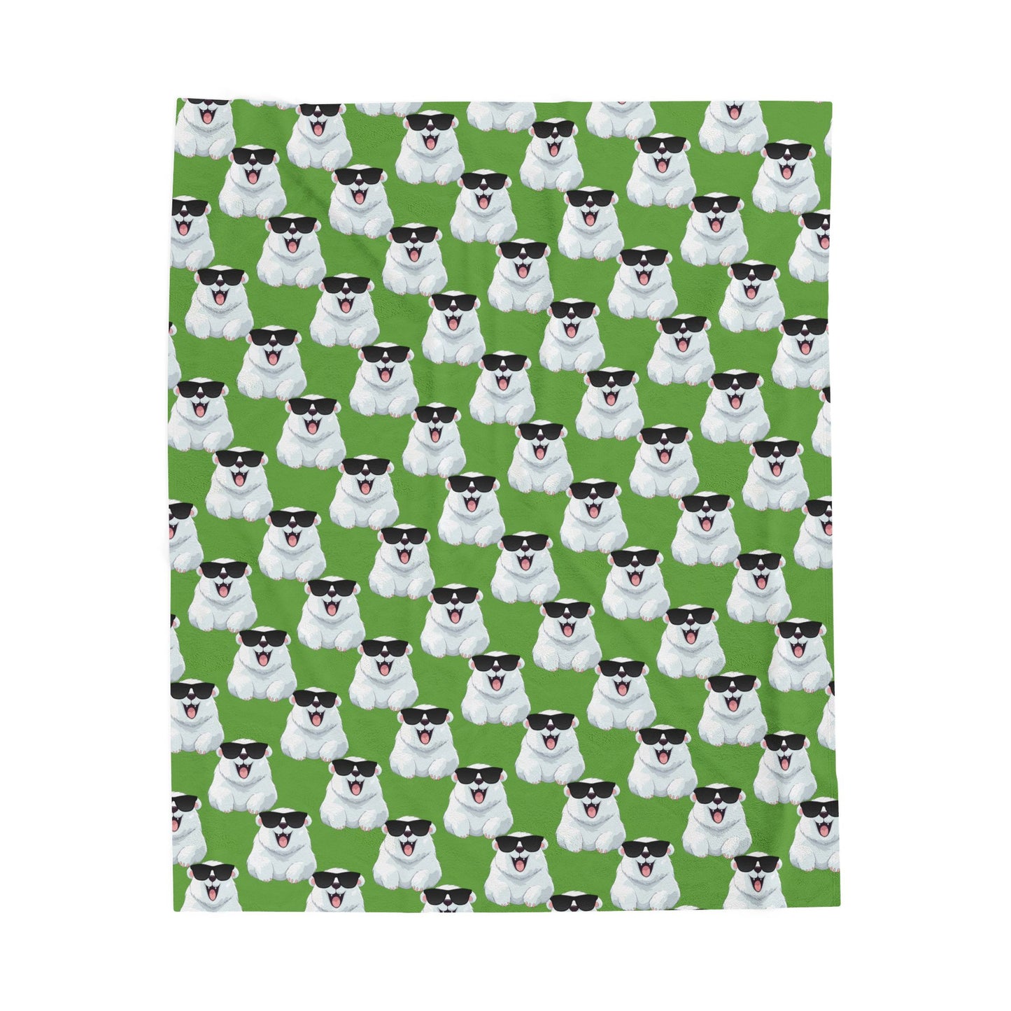 Polar Bear Velveteen Plush Blanket - Green
