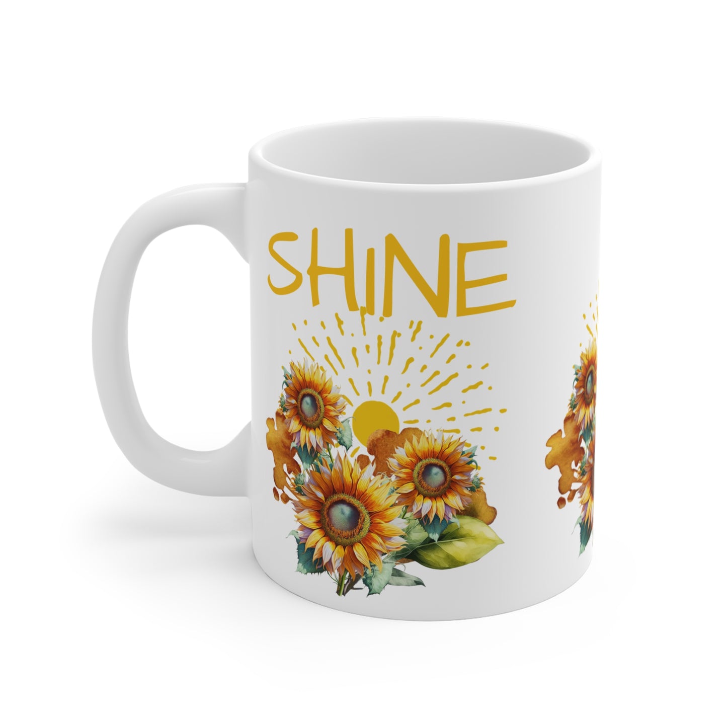 SHINE Sunflowers Mug 11oz, gift for her, birthday, reminder, inspiration
