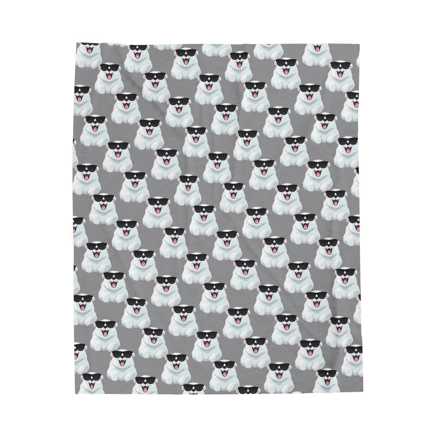 Polar Bear Velveteen Plush Blanket - Gray