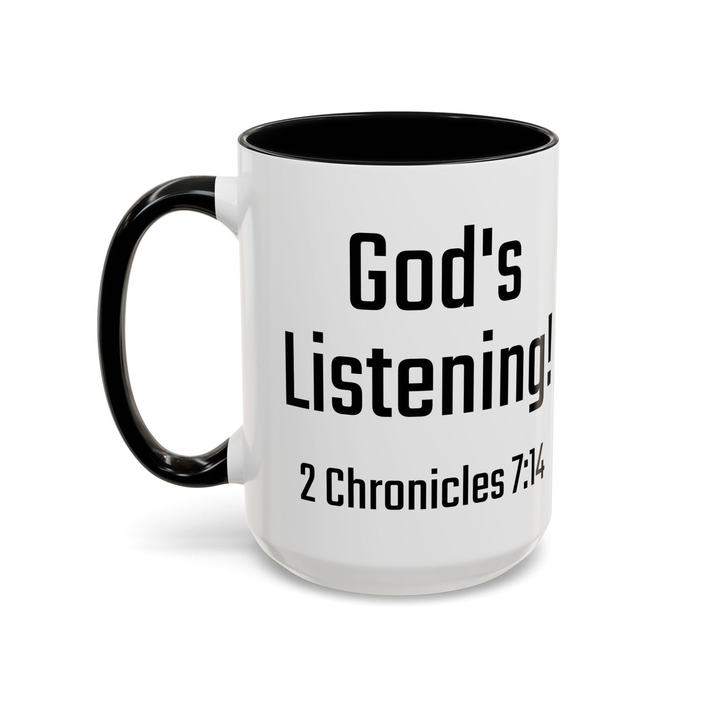 Read & Pray Black Accent Mug w/microphone, Gift for him/her, 2 Chronicles 7:14