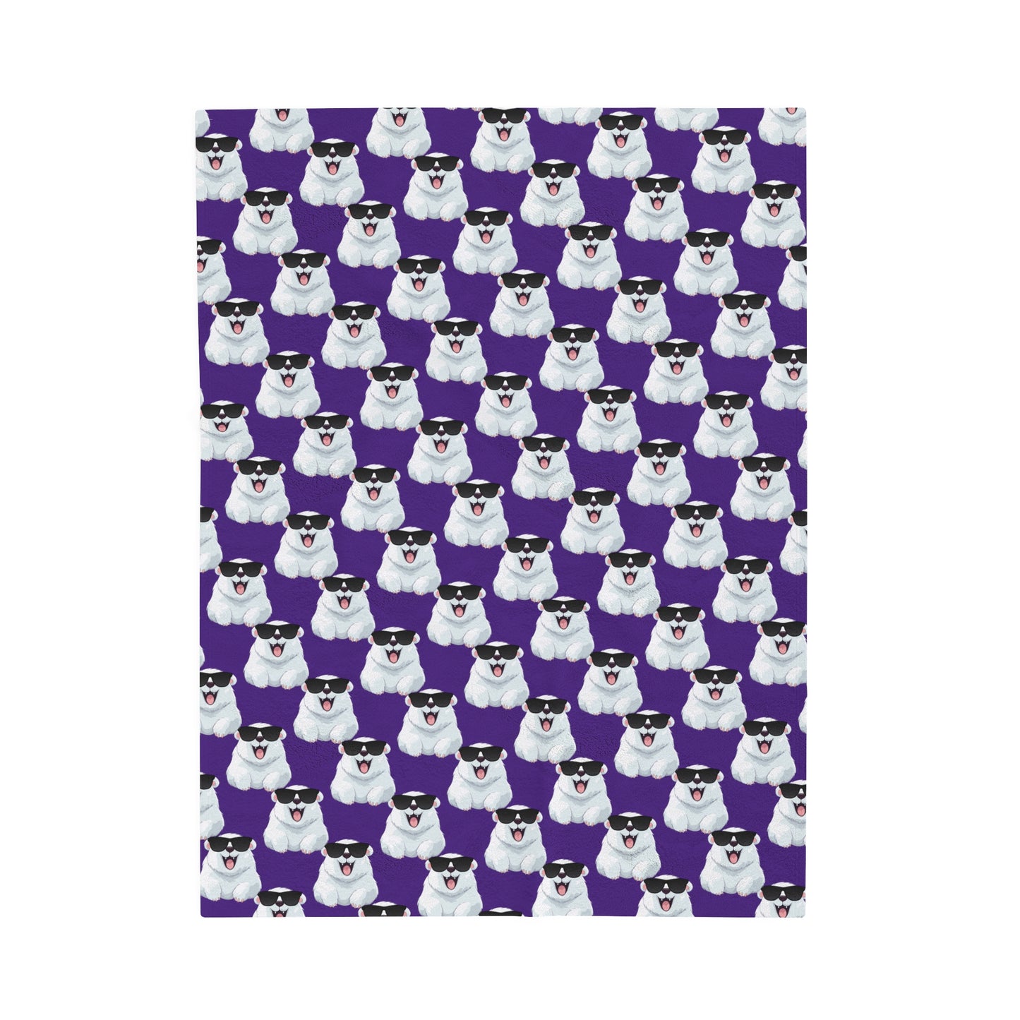 Polar Bear Velveteen Plush Blanket - Purple