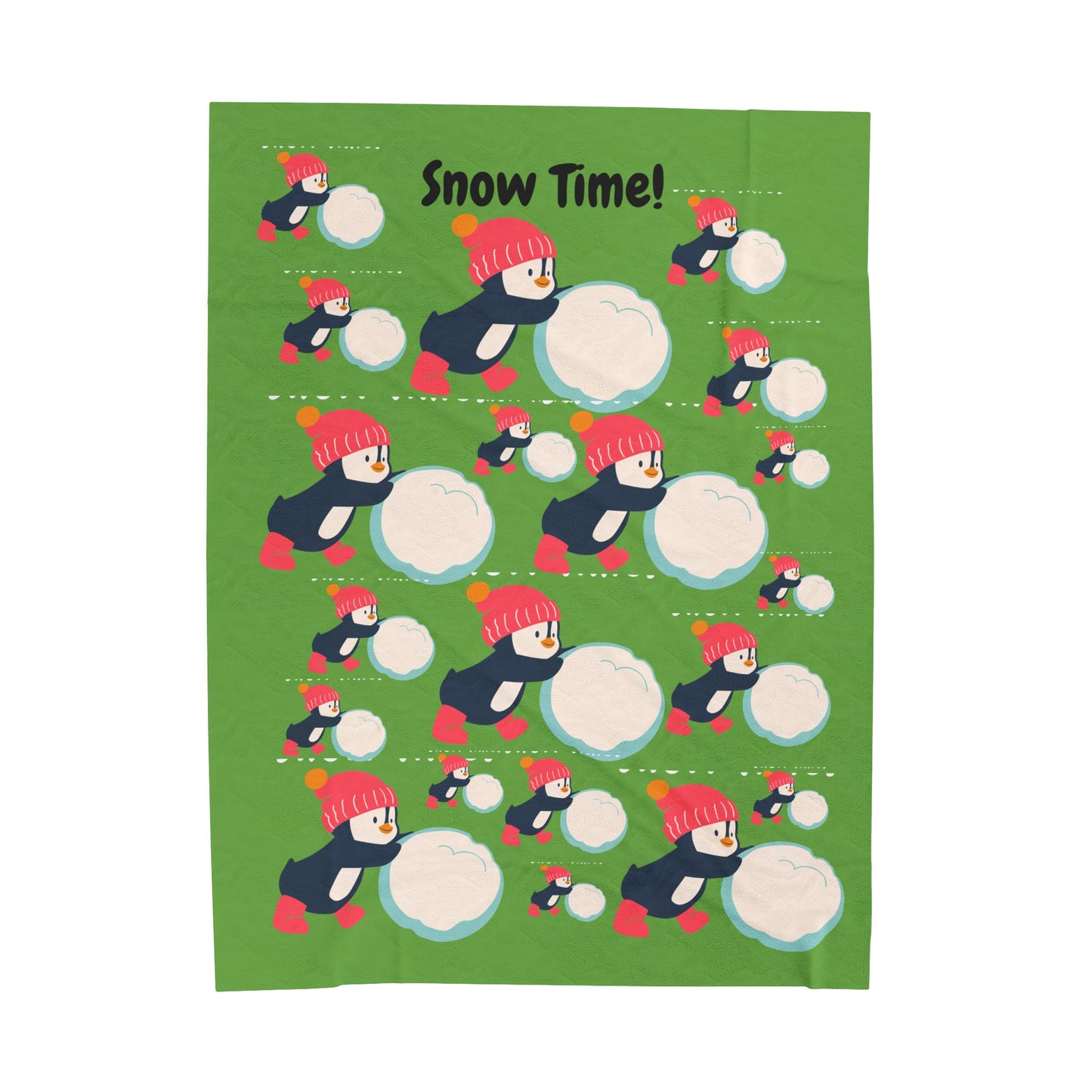 Snow Time Velveteen Plush Blanket - Green
