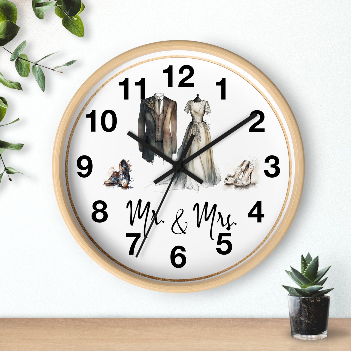 Mr & Mrs Wall Clock, vintage design, new couple, anniversary, housewarming gift