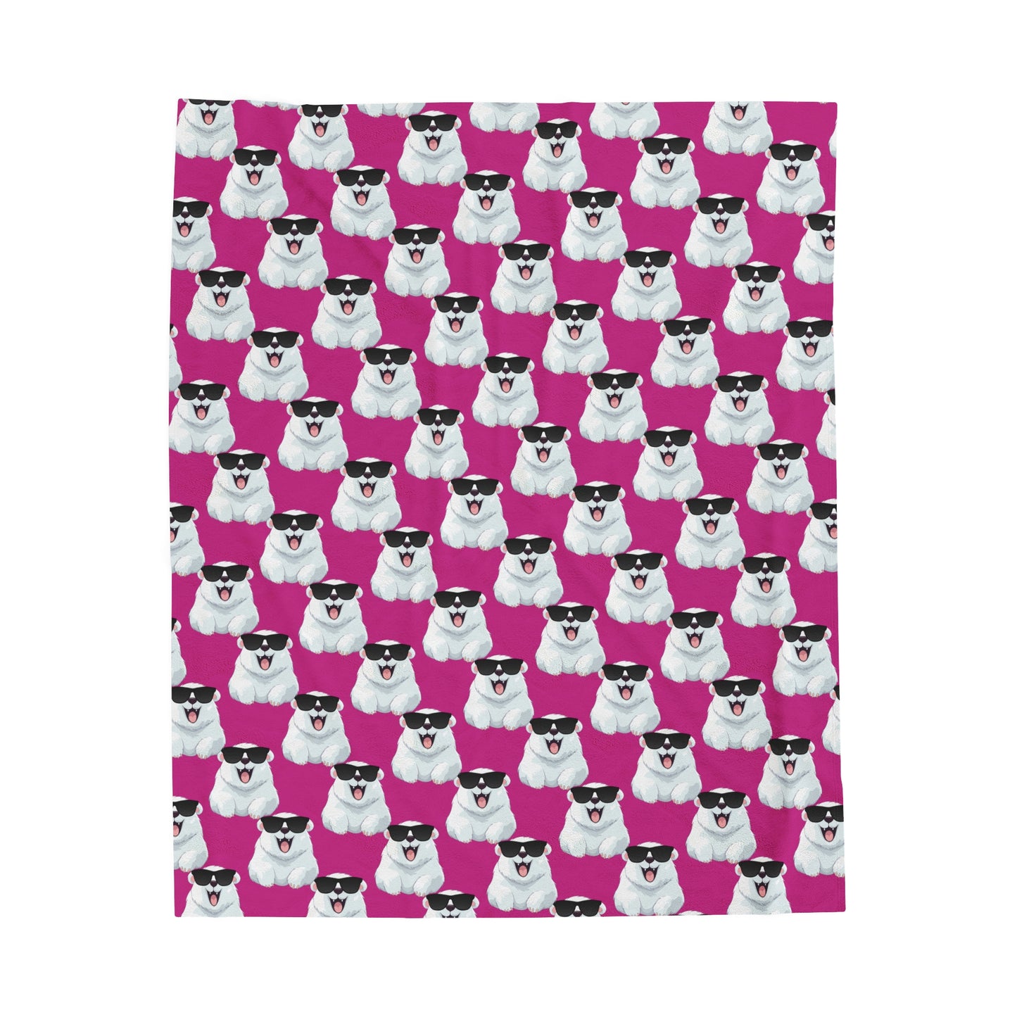 Polar Bear Velveteen Plush Blanket - Pink
