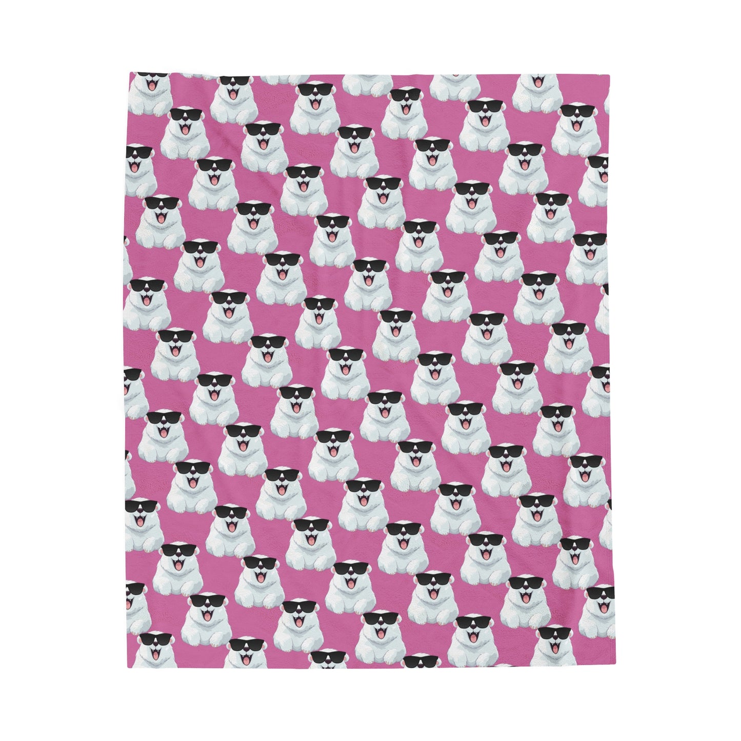 Polar Bear Velveteen Plush Blanket - Light Pink