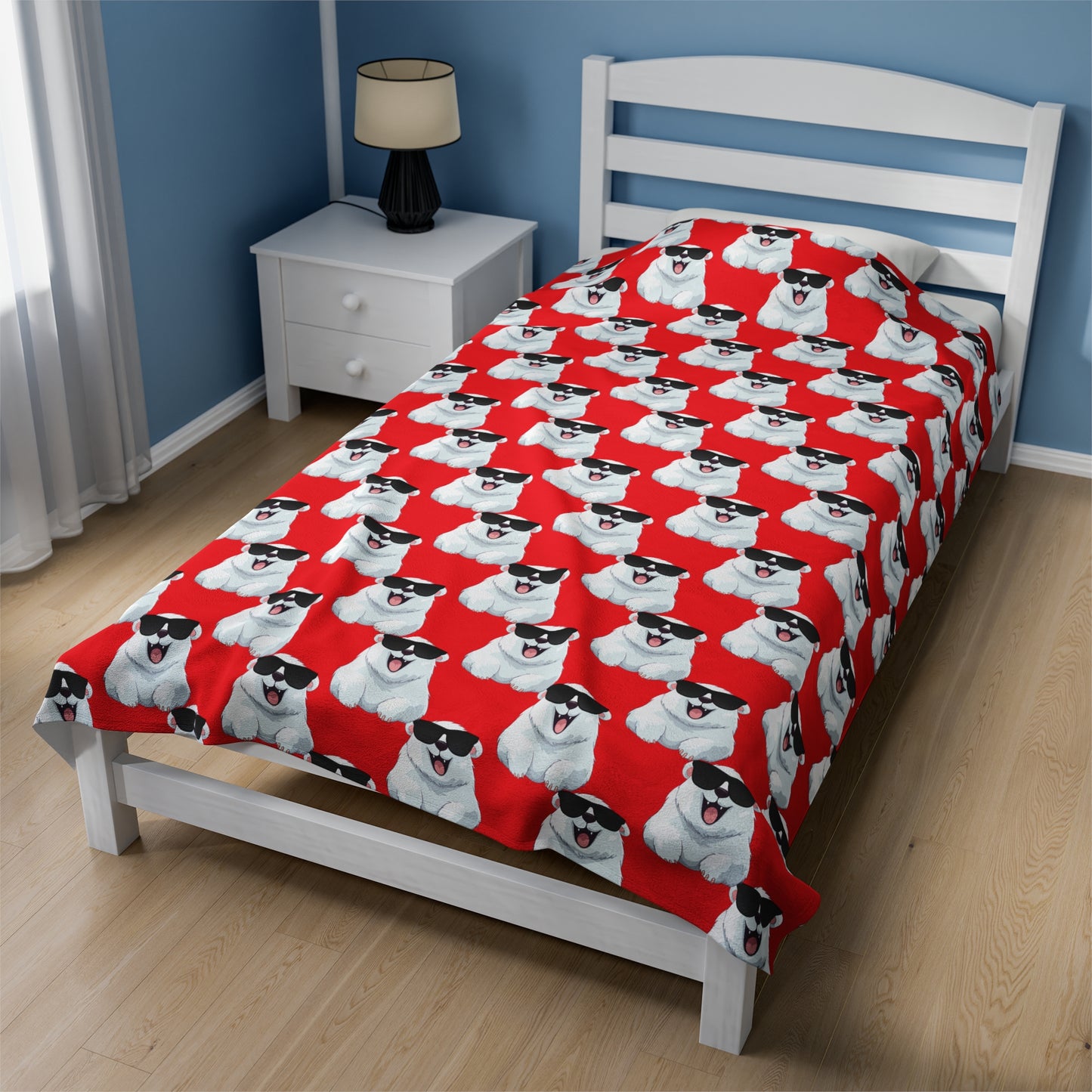 Polar Bear Velveteen Plush Blanket - Red