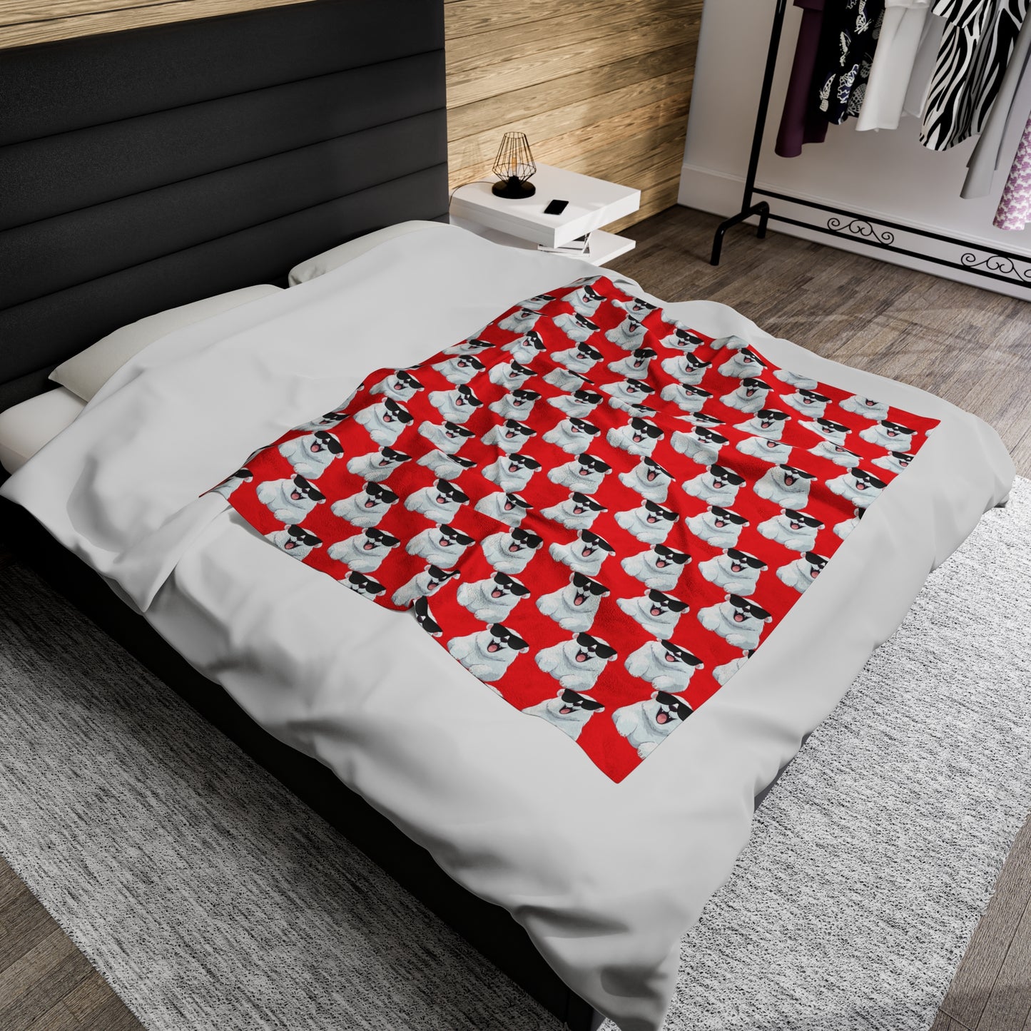 Polar Bear Velveteen Plush Blanket - Red