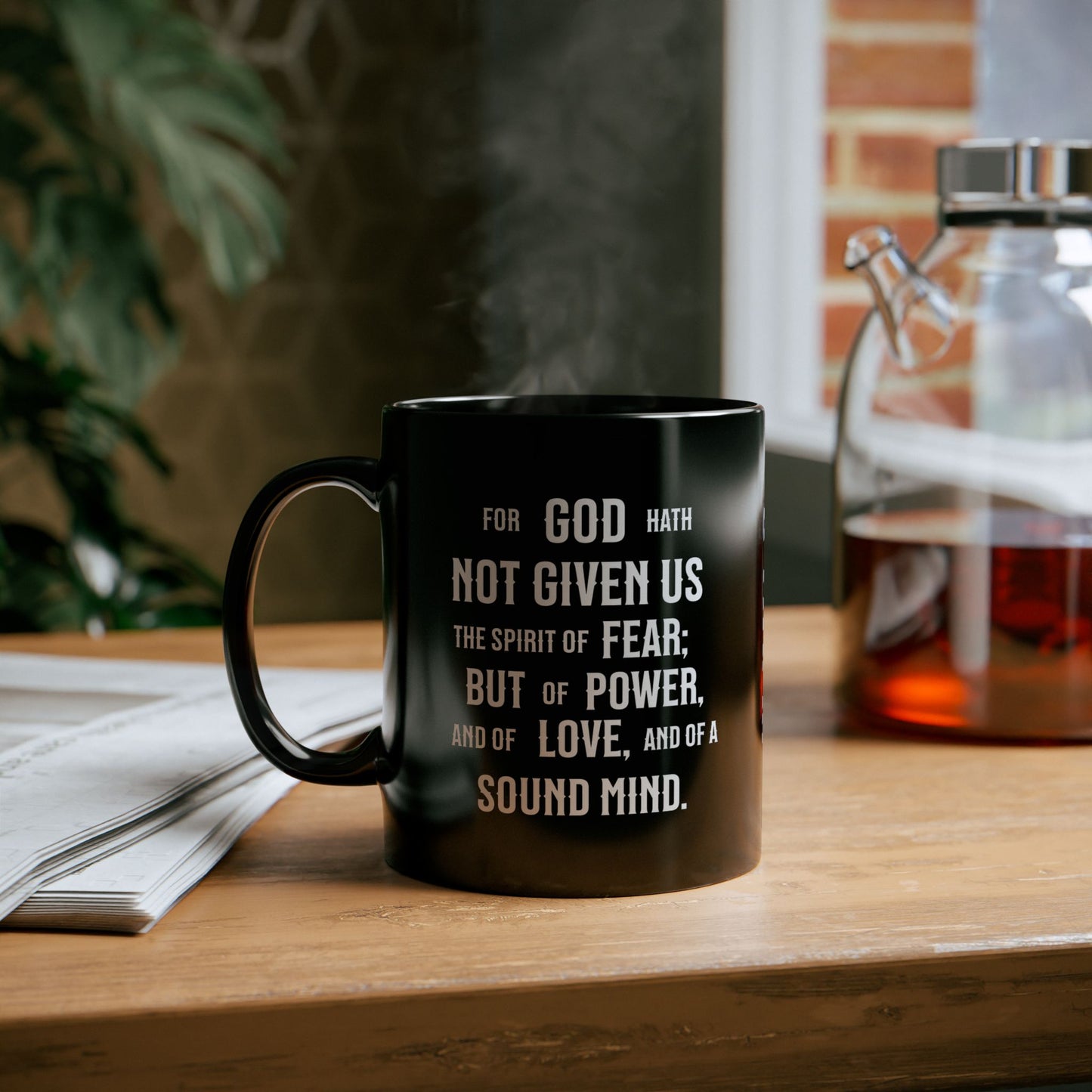 No Fear, 2 Timothy 1:7, Black Mug (11oz, 15oz)