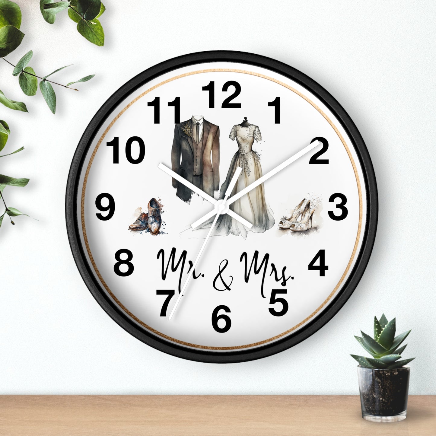 Mr & Mrs Wall Clock, vintage design, new couple, anniversary, housewarming gift