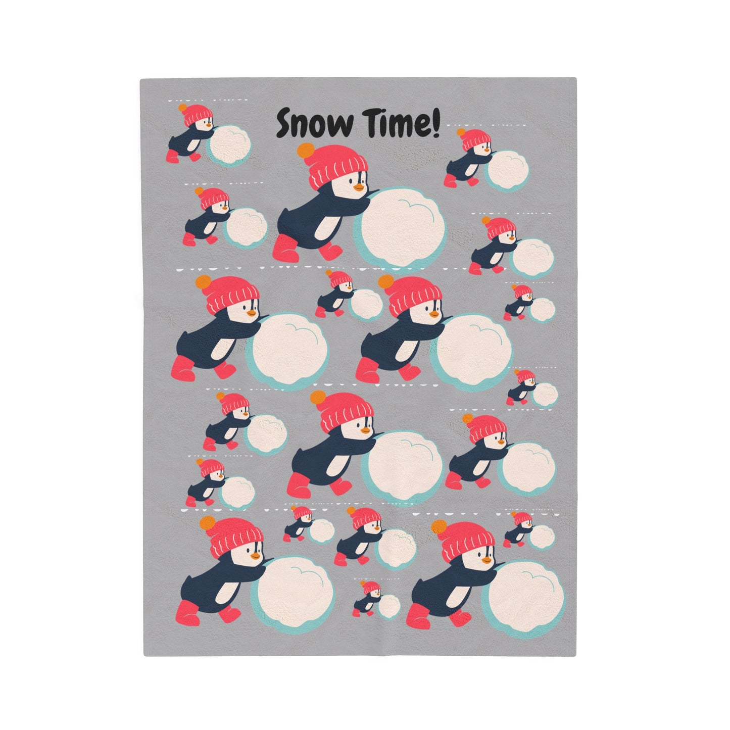Snow Time Velveteen Plush Blanket - Light Gray