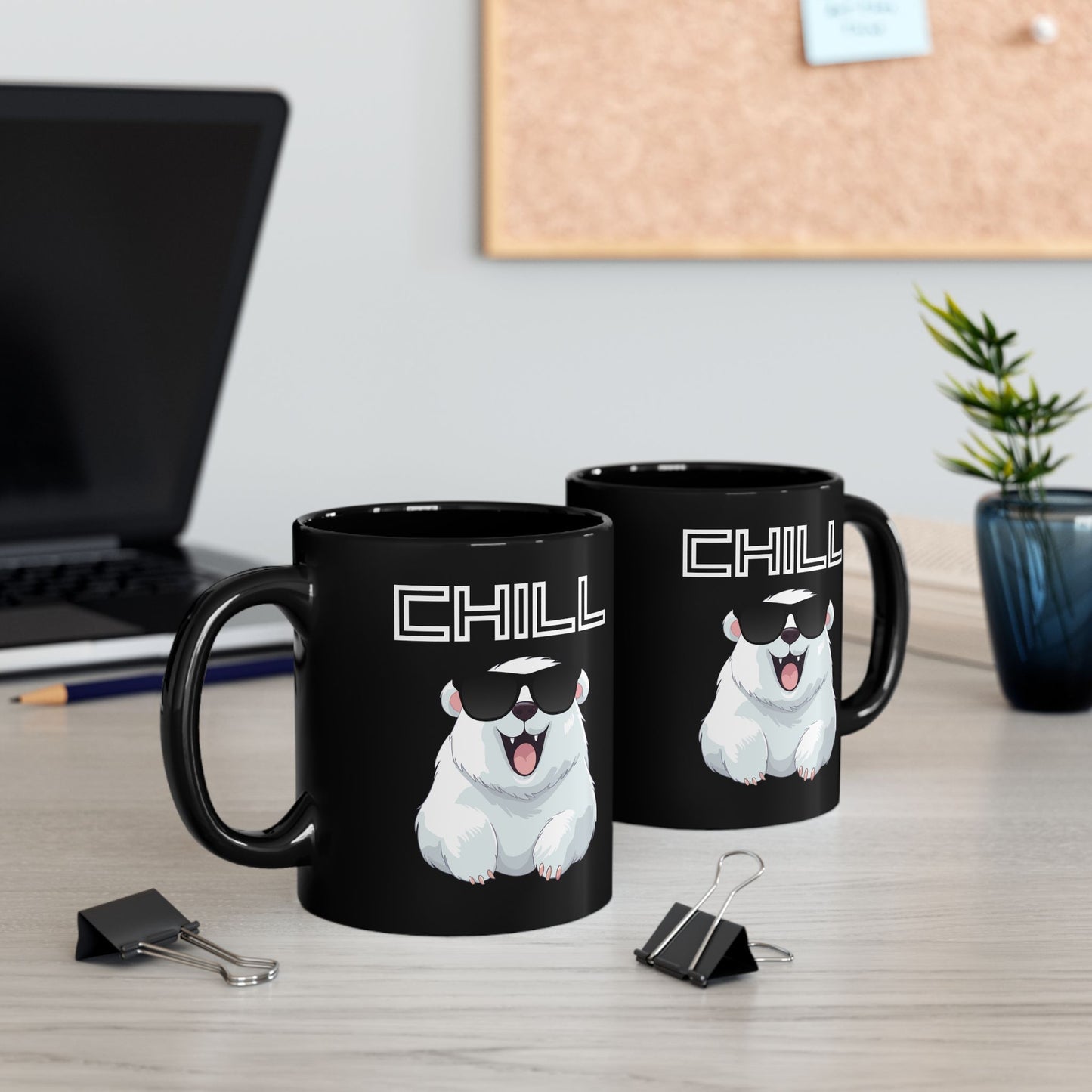 Chill Polar Bear with sunglasses Black Mug (11oz, 15oz)