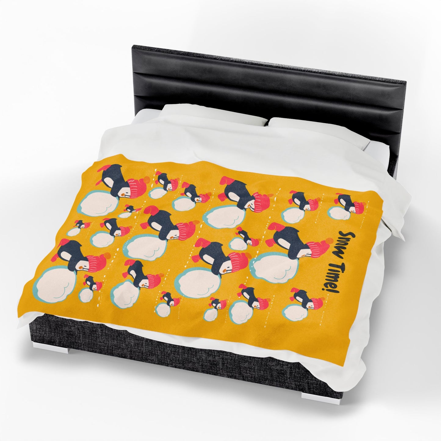 Snow Time Velveteen Plush Blanket - Yellow