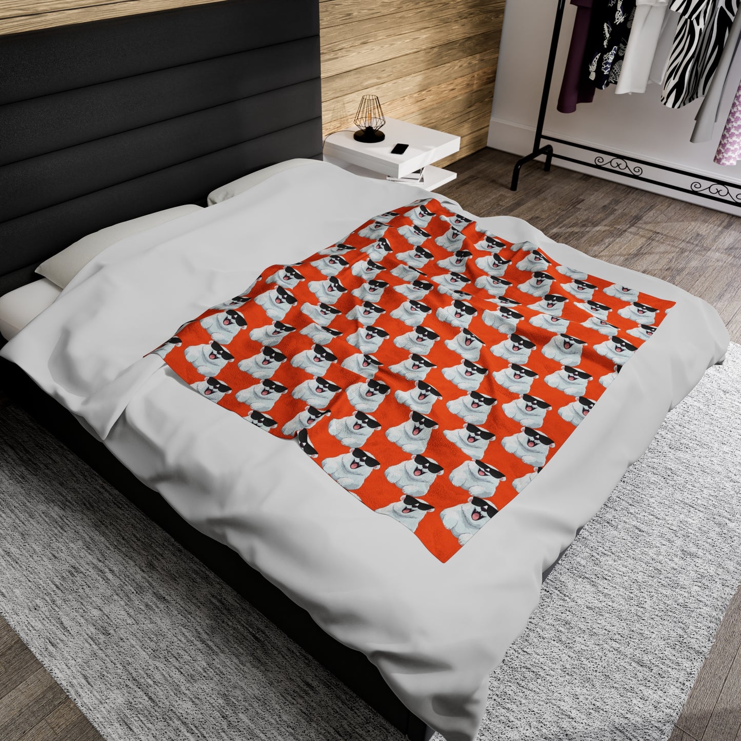 Polar Bear Velveteen Plush Blanket - Orange
