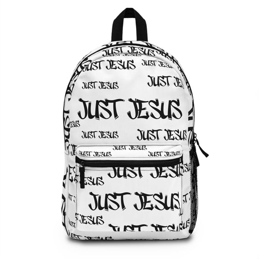 Just Jesus Backpack (white), gift, sleepover, camping, day trips, school