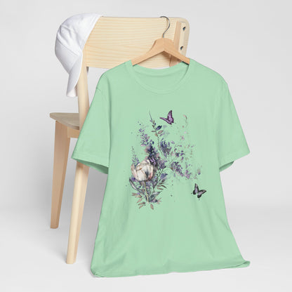 Flowers and Butterflies, Bella + Canvas T-shirt, spring, summer