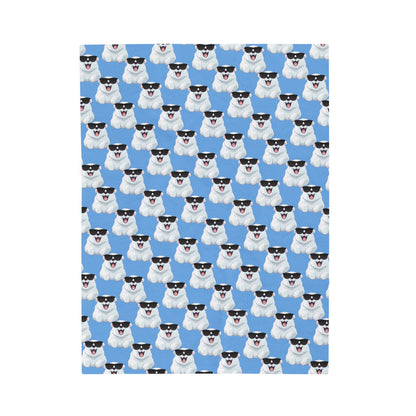 Polar Bear Velveteen Plush Blanket - Light blue
