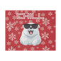 Chill, Polar Bear, Matte Canvas, Stretched 0.75", wall art, snowflakes - red