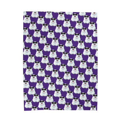 Polar Bear Velveteen Plush Blanket - Purple