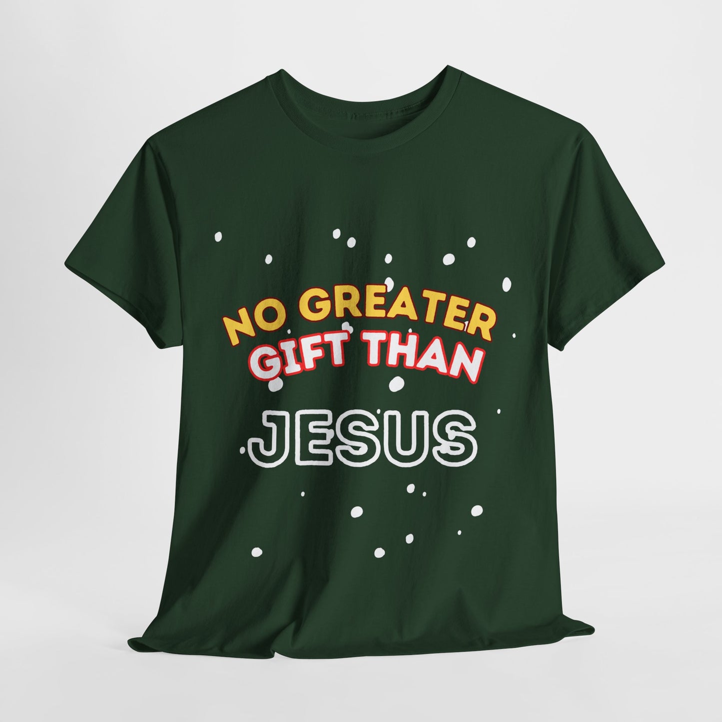 No Greater Gift Than Jesus (Snowfall Multi-Color) Unisex Heavy Cotton Tee
