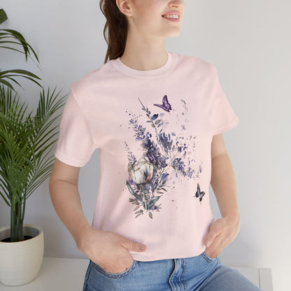 Flowers and Butterflies, Bella + Canvas T-shirt, spring, summer