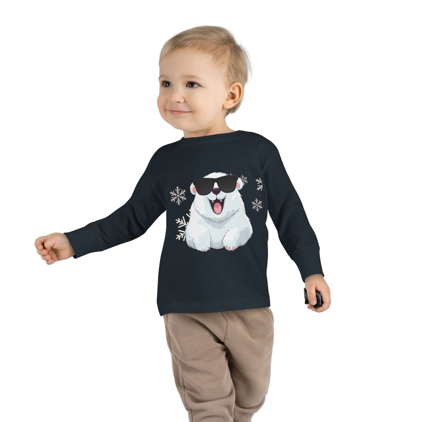 Cool Polar Bear Toddler Boy Long Sleeve Tee, Christmas, birthday