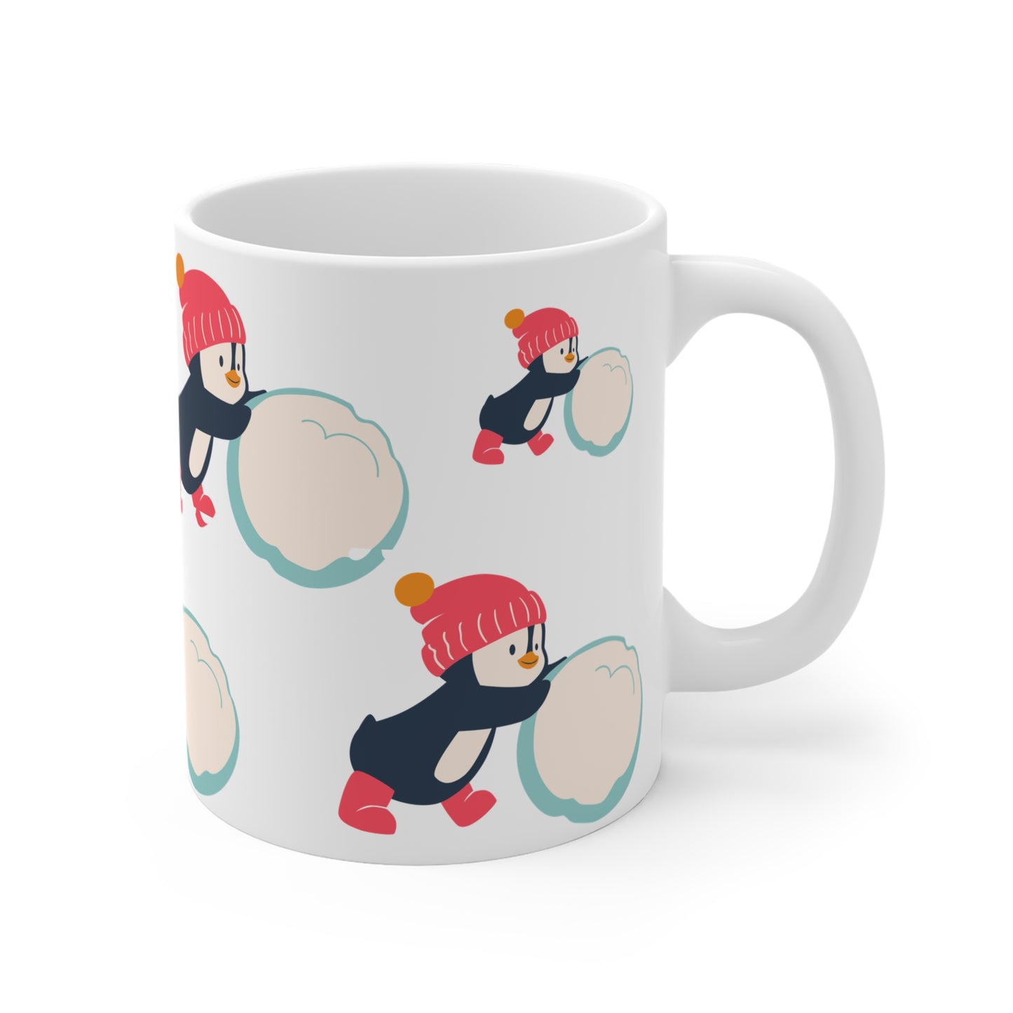 Snow Time Penquin, Mug 11oz, hot chocolate, tea, boy, girl, grandchildren