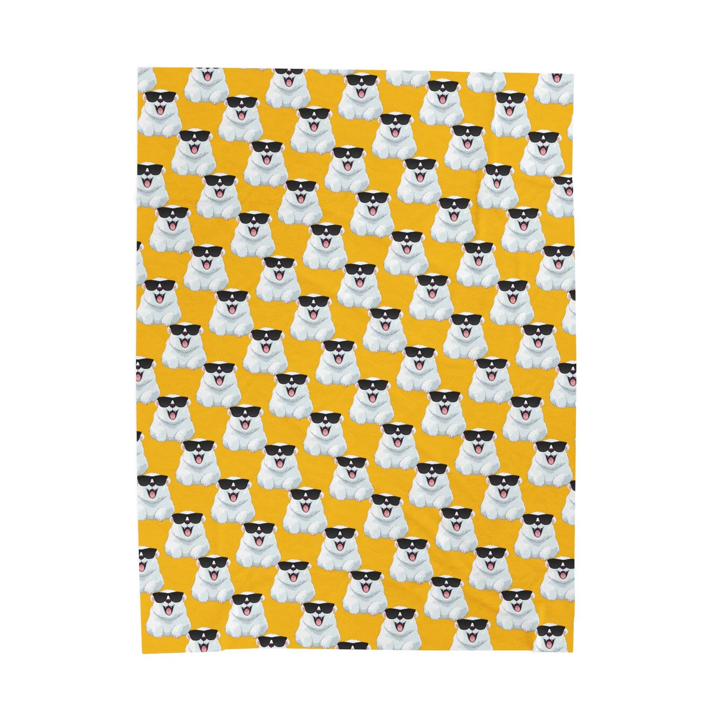 Polar Bear Velveteen Plush Blanket - Yellow