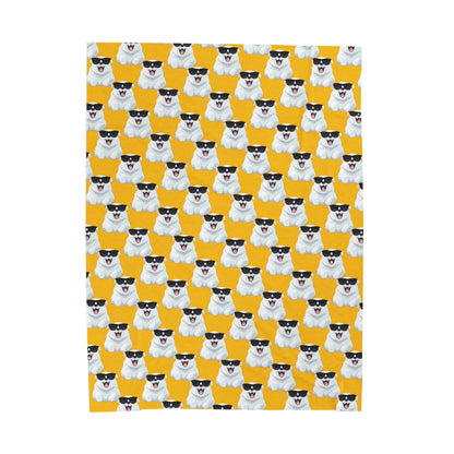 Polar Bear Velveteen Plush Blanket - Yellow