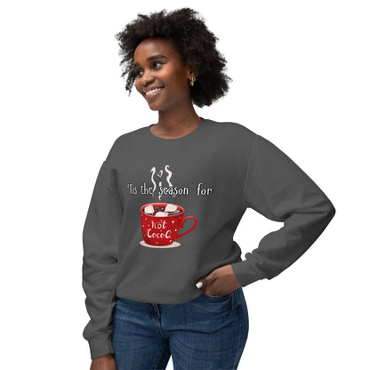 'Tis the Season for Hot Cocoa Unisex Lightweight Crewneck Sweatshirt, Christmas