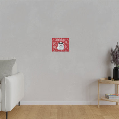 Chill, Polar Bear, Matte Canvas, Stretched 0.75", wall art, snowflakes - red