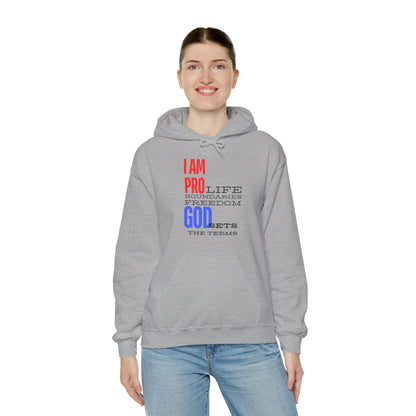I AM PRO GOD, Unisex Heavy Blend™ Hooded Sweatshirt, life, boundaries, freedom