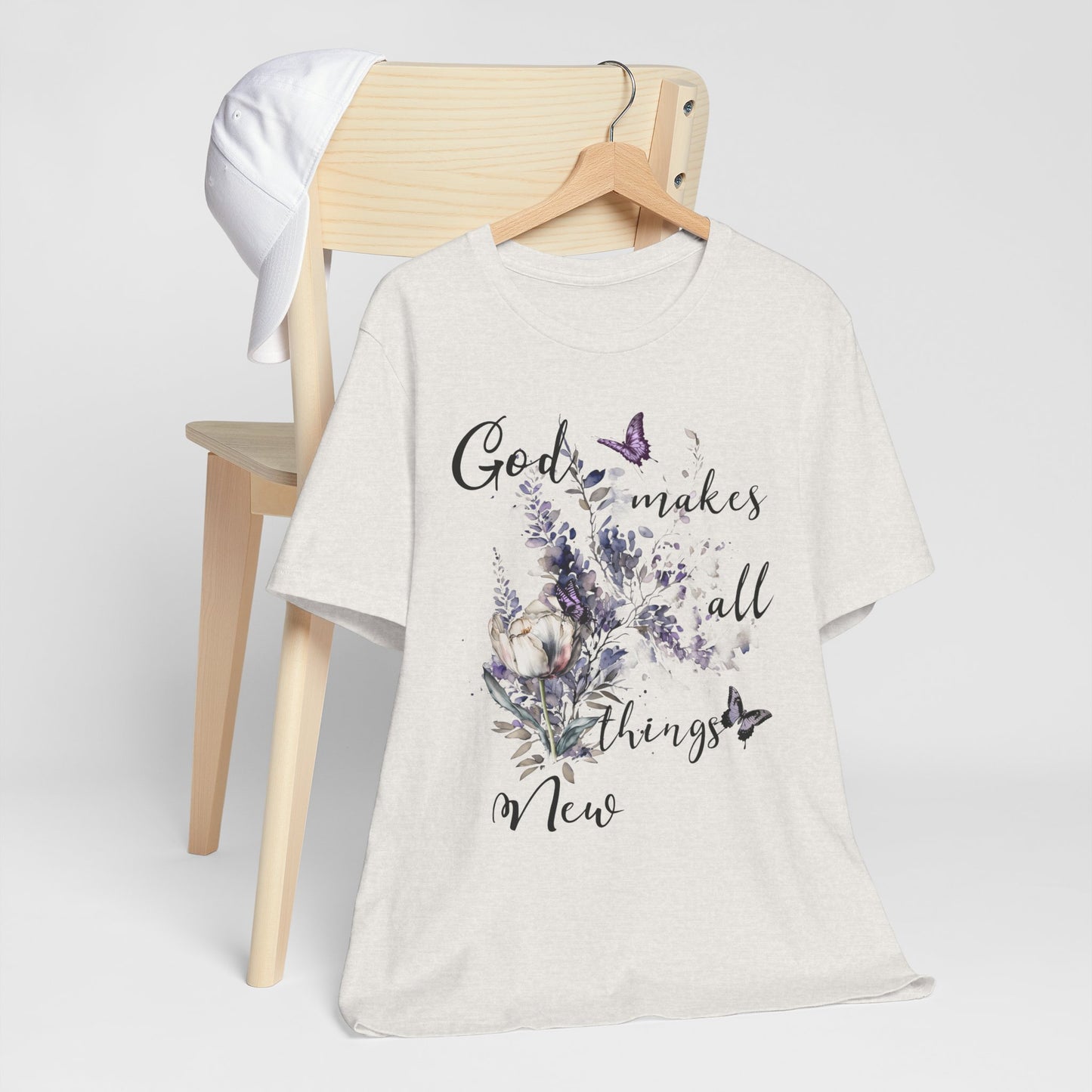 God Makes All Things New Flowers + Butterflies , Bella + Canvas, T-shirt, spring