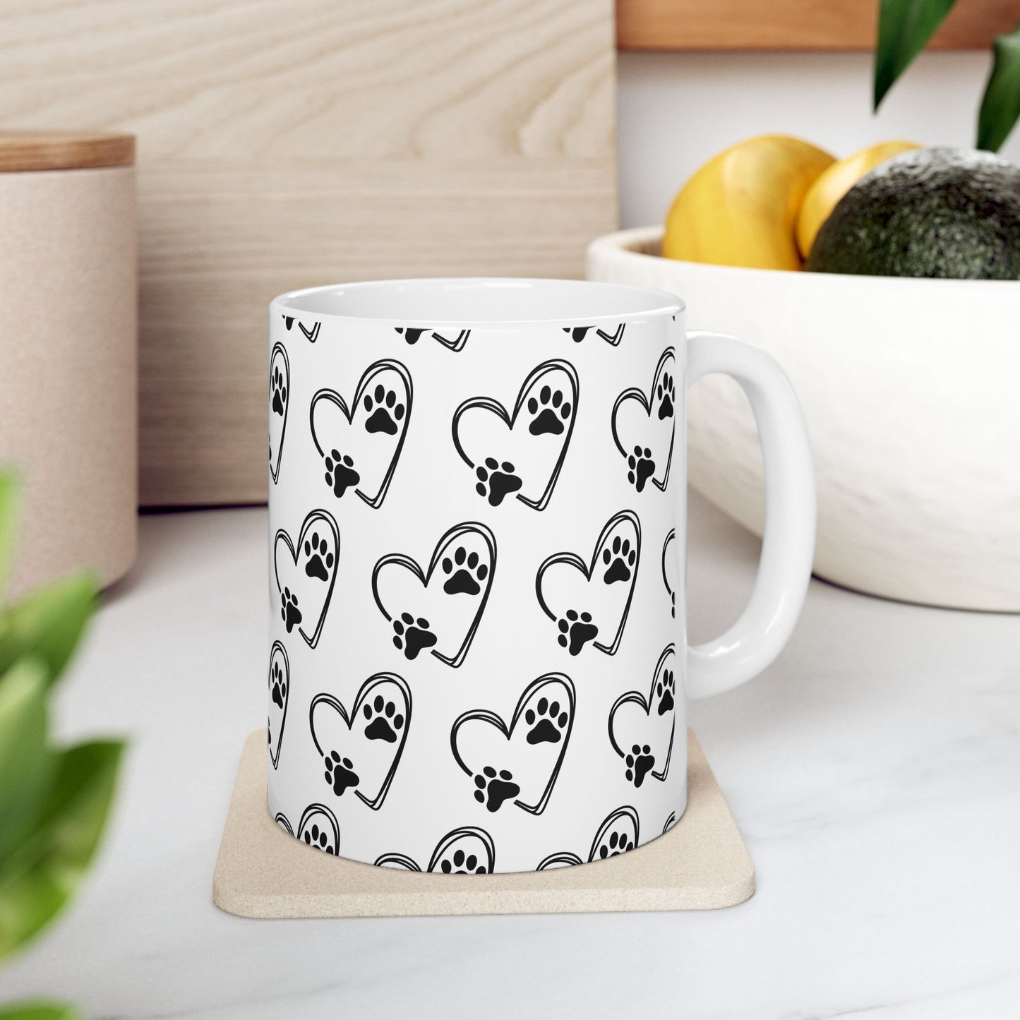 Paw Prints Ceramic Mug, (11oz, 15oz), pet lovers