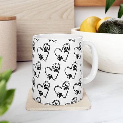 Paw Prints Ceramic Mug, (11oz, 15oz), pet lovers