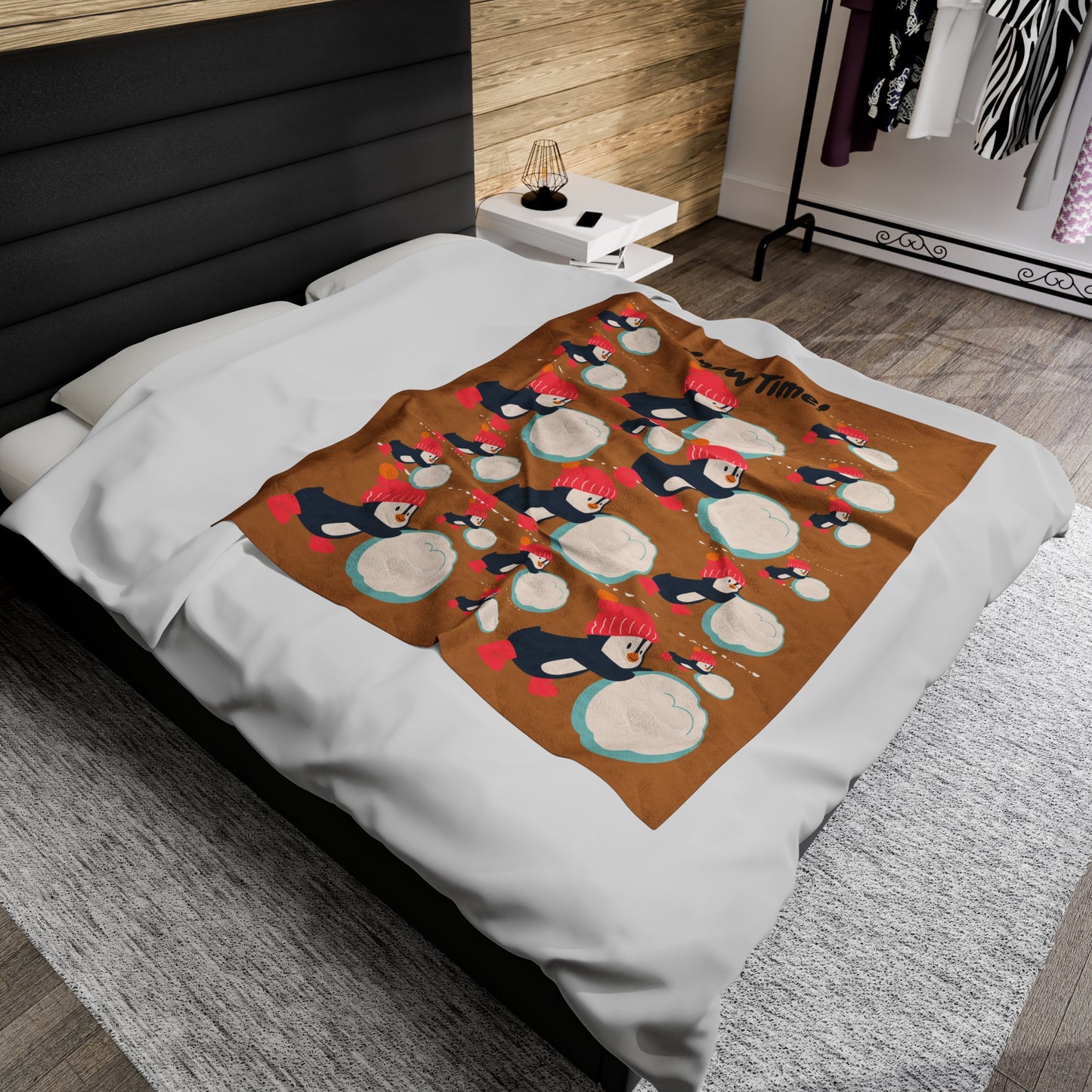 Snow Time Velveteen Plush Blanket - Light brown