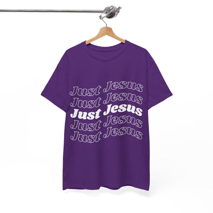 Just Jesus Unisex Heavy Cotton Tee; Christian gift, Witnessing, Faith gift