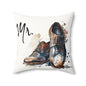 Mr.' Faux Suede Pillow- vintage design, Wedding, Anniversary, ('His' on back)