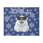 Chill, Polar Bear, Matte Canvas, Stretched 0.75", wall art, snowflakes - blue
