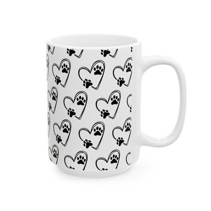 Paw Prints Ceramic Mug, (11oz, 15oz), pet lovers
