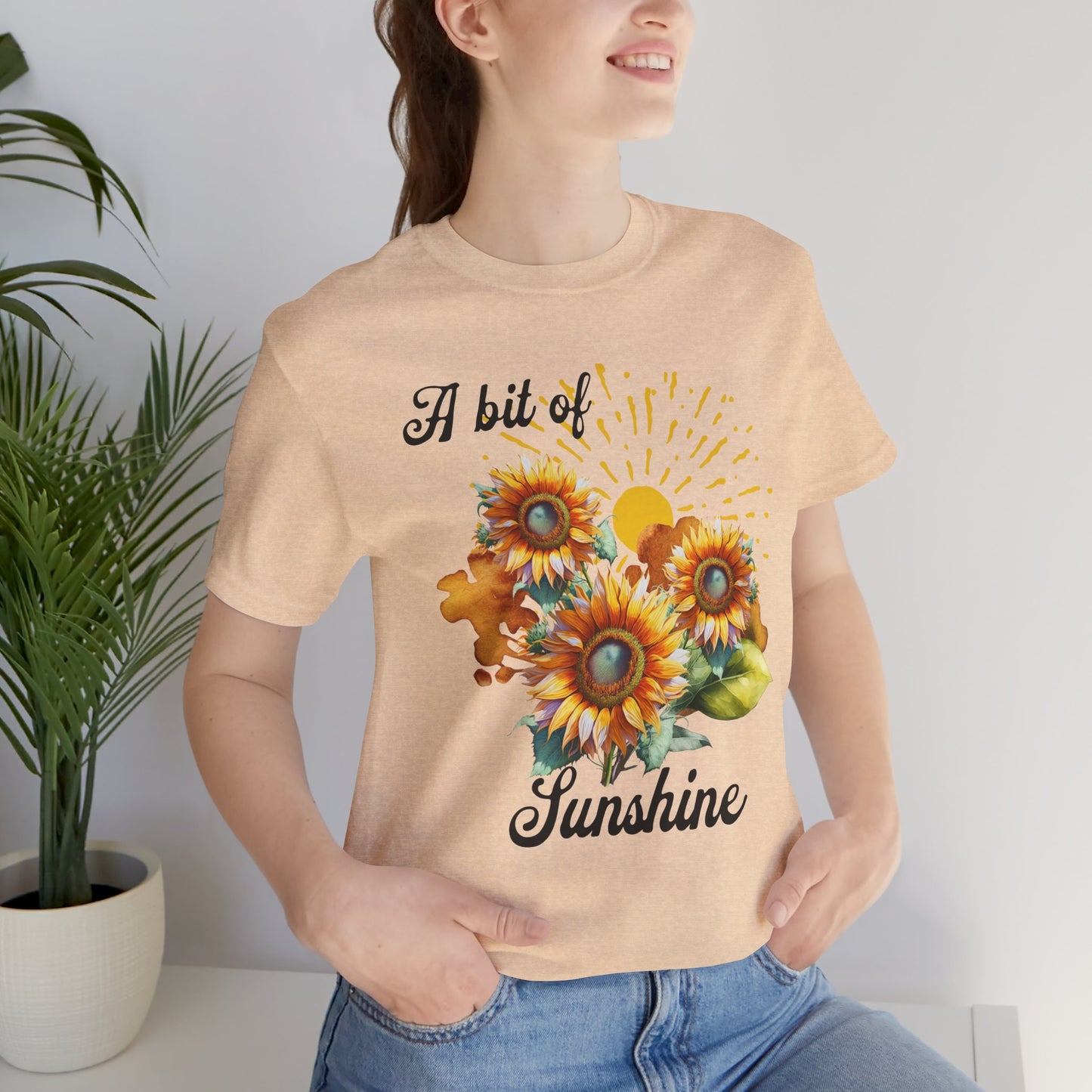 A Bit Of Sunshine Sunflower T-shirt, Bella + Canvas, spring, summer